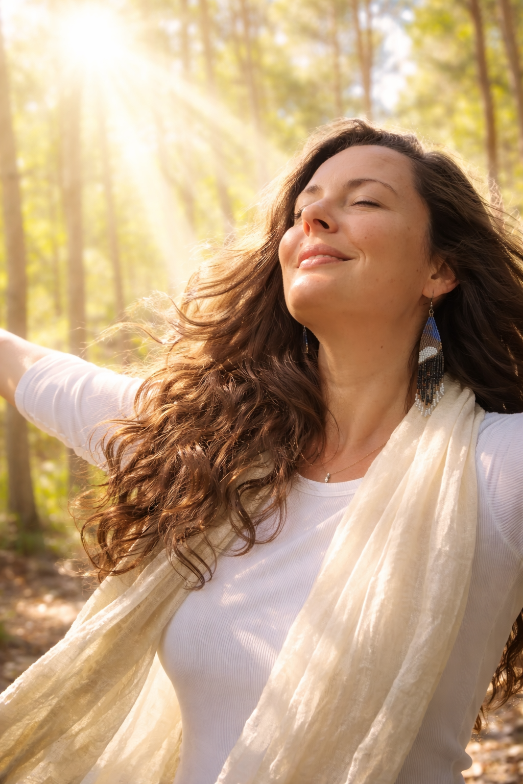 Frau in goldenem Licht, Free Yourself